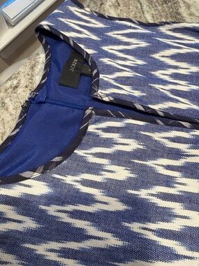 J. Crew Blue and White Ikat-Style Sleeveless Blouse